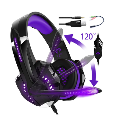NO Active Noise Cancelling PS5 PC Gaming Headphones Wired In-Line Audio Controls